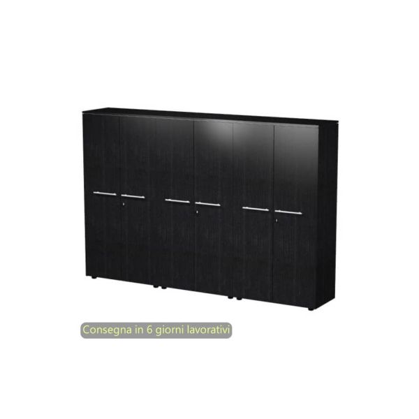 Composizione 3 mobili medi con ante melaminico 162,8x43xH.158,2 cm Flora Artexport nero venato frassino