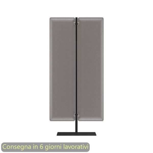 Piantana mobile in metallo nero con 2 pannelli fonoassorbenti grigi Moody Artexport 83,8xH.180 cm BSJ16-IA+BSAM-AQ