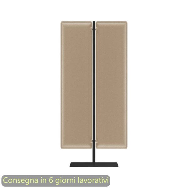 Piantana mobile in metallo nero con 2 pannelli fonoassorbenti avorio Moody Artexport 83,8xH.180 cm BSJ16-IB+BSAM-AQ