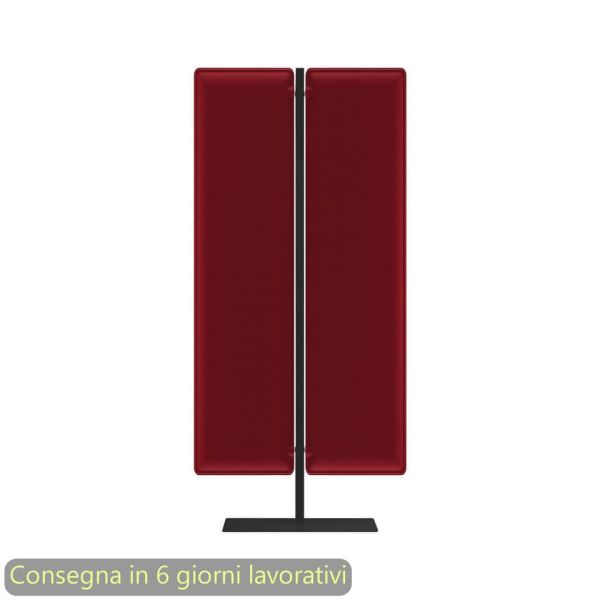 Piantana mobile in metallo nero con 2 pannelli fonoassorbenti rossi Moody Artexport 83,8xH.160 cm BSJ14-IC+BSAM-AQ
