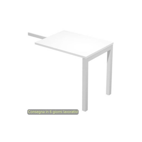 Allungo reversibile dx/sx per scrivanie 80x60xH.72,5 cm gambe met. bianche Bridge Artexport piano bianco