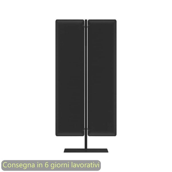 Piantana mobile in metallo nero con 2 pannelli fonoassorbenti neri Moody Artexport 83,8xH.180 cm BSJ16-IQ+BSAM-AQ