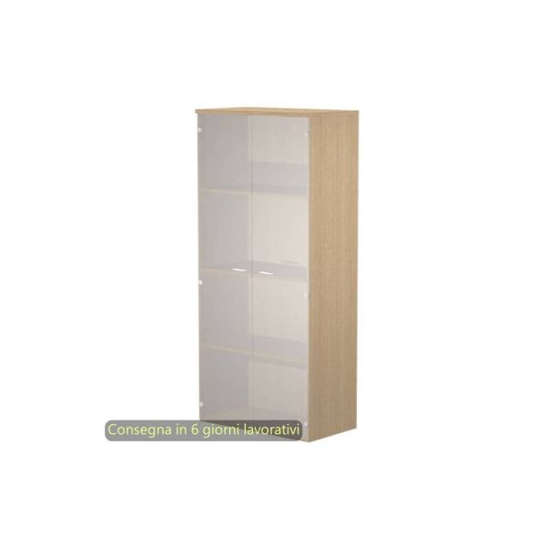 Mobile alto con ante in vetro satinato 80x35xH.180 cm 3 ripiani Presto Artexport rovere - 038-39-75G/C