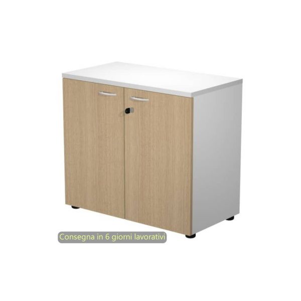 Mobile basso con serratura Presto 80x44xH.72 cm - struttura grigia Artexport ante rovere - 530-67M/C