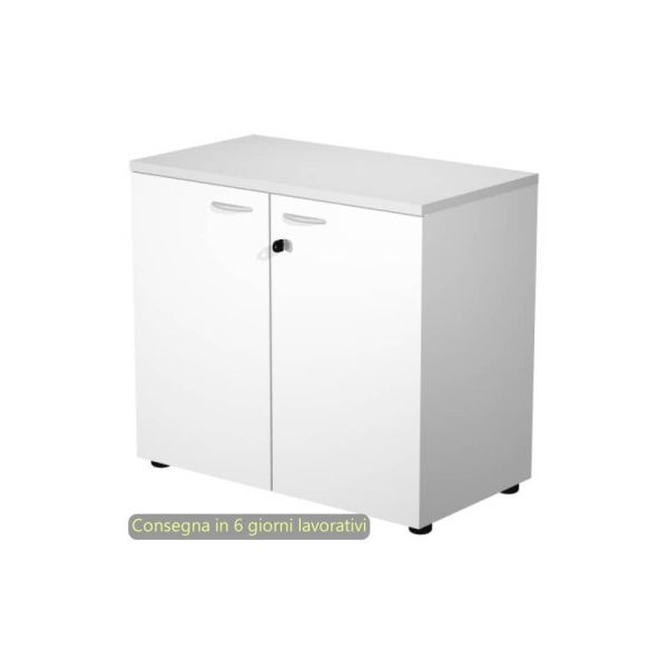 Mobile basso con serratura Presto 80x44xH.72 cm - struttura grigia Artexport ante bianche - 530-67M/3