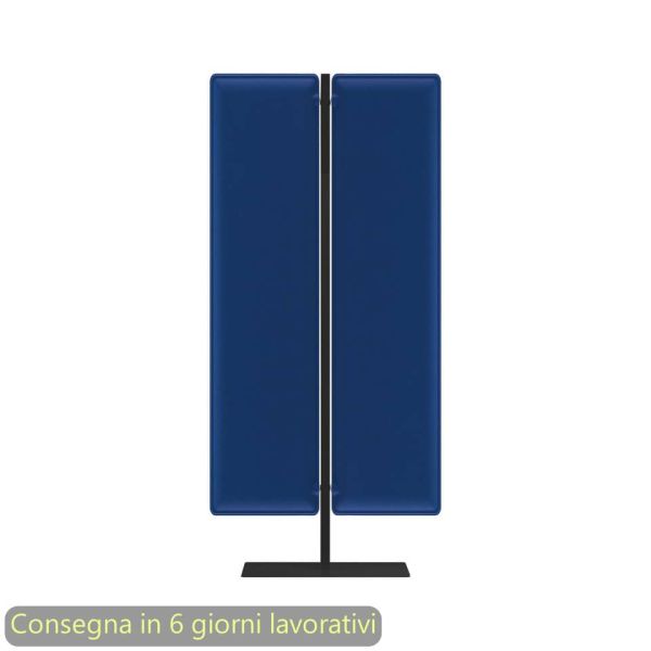 Piantana mobile in metallo nero con 2 pannelli fonoassorbenti blu Moody Artexport 83,8xH.180 cm BSJ16-IT+BSAM-AQ