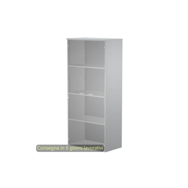Mobile alto con ante in vetro satinato 80x35xH.180 cm 3 ripiani Presto Artexport grigio - 038-39-75G/9