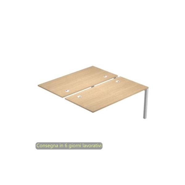 Modulo aggiuntivo bench doppio 180x168xH.72,5 cm gambe met. grigio alluminio Bridge Artexport piano rovere
