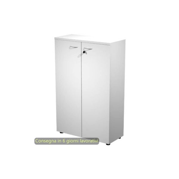 Mobile medio con ante con serratura 80x35xH.120 cm 2 ripiani Presto Artexport bianco - 035-69M/3