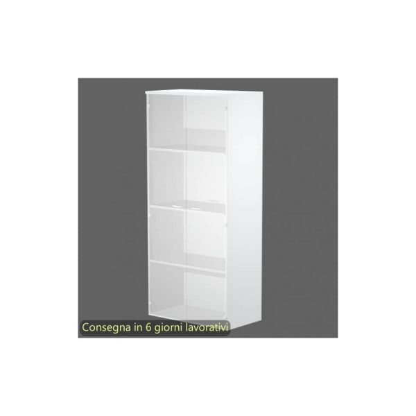 Mobile alto con ante in vetro satinato 80x35xH.180 cm 3 ripiani Presto Artexport bianco - 038-39-75G/3