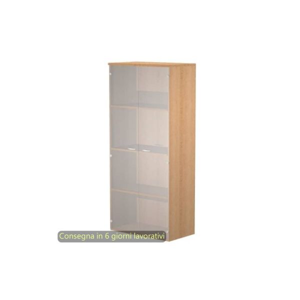 Mobile alto con ante in vetro satinato 80x35xH.180 cm 3 ripiani Presto Artexport faggio - 038-39-75G/6