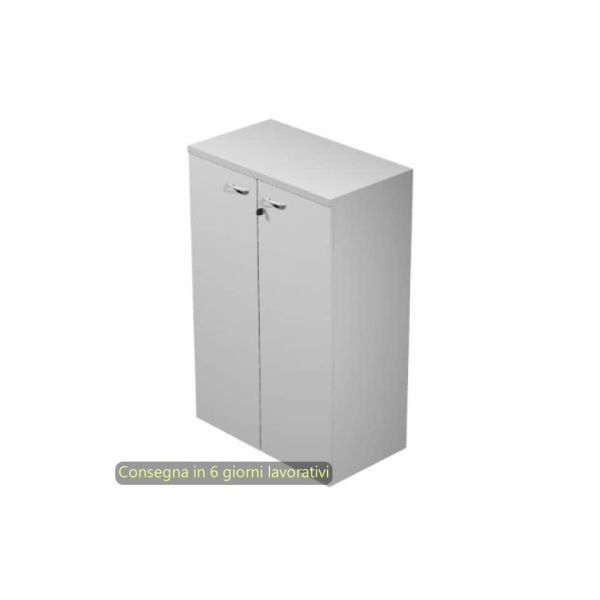 Mobile medio con ante con serratura 80x35xH.120 cm 2 ripiani Presto Artexport grigio - 035-69M/9