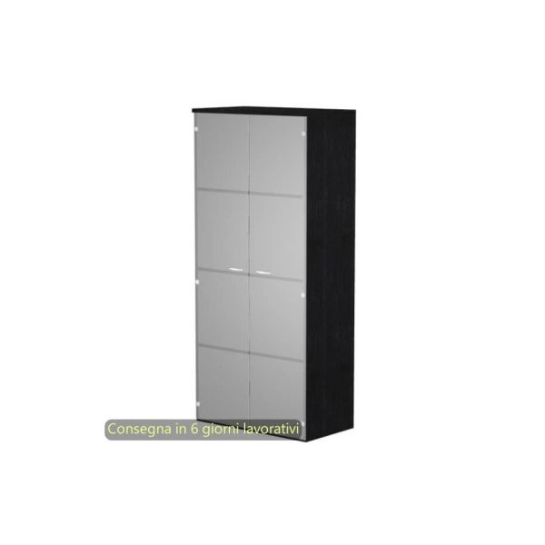 Mobile alto con ante in vetro satinato 80x35xH.180 cm 3 ripiani Presto Artexport nero venato fras. 038-39-75G/8