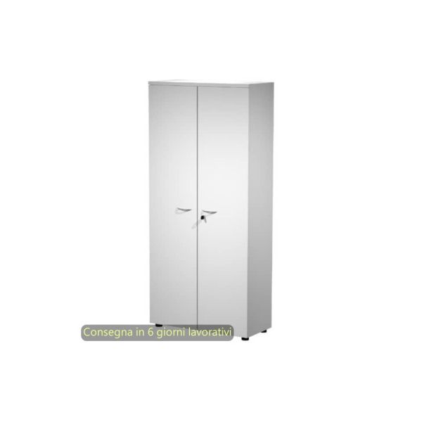 Mobile alto con ante con serratura 80x35xH.180 cm 3 ripiani Presto Artexport bianco - 038-39-75M/3