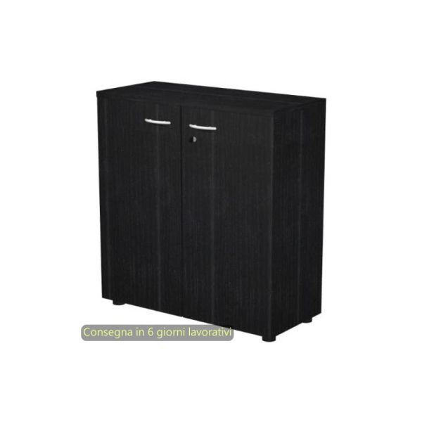 Mobile basso con ante in melaminico con serratura 80x35xH.72 cm Presto Artexport nero frassino - 030-67M/8