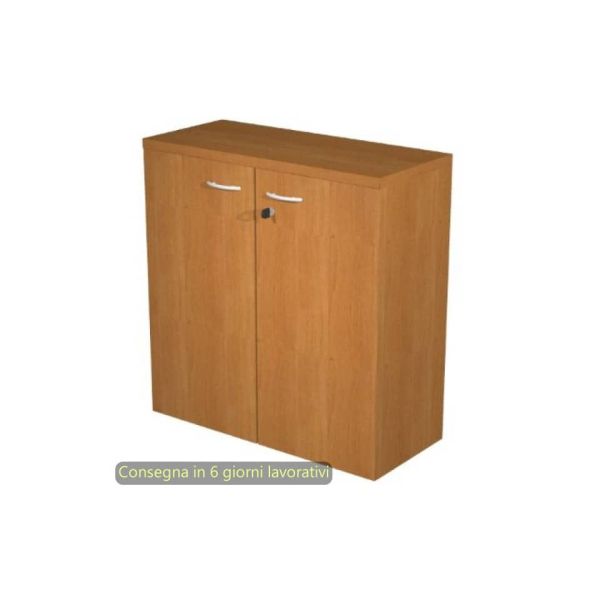 Mobile basso con ante in melaminico con serratura 80x35xH.72 cm Presto Artexport noce chiaro - 030-67M/4