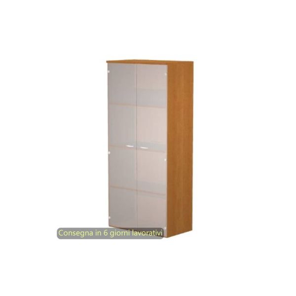 Mobile alto con ante in vetro satinato 80x35xH.180 cm 3 ripiani Presto Artexport noce chiaro - 038-39-75G/4