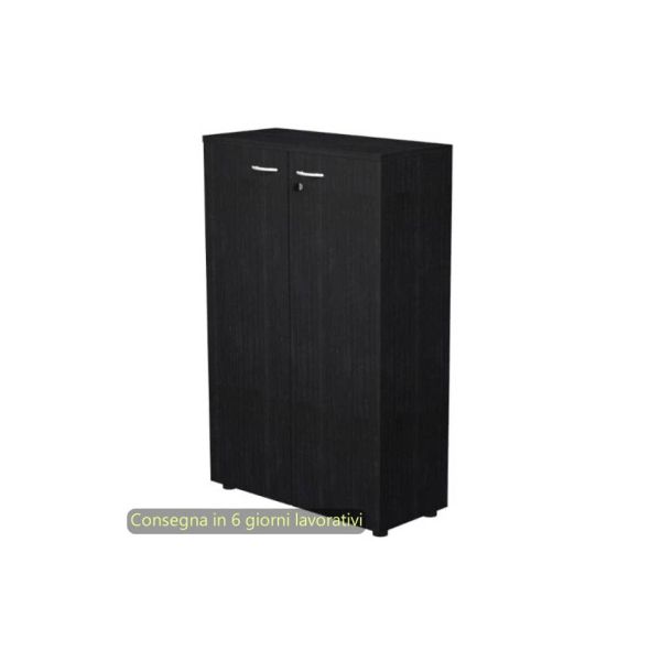 Mobile medio con ante con serratura 80x35xH.120 cm 2 ripiani Presto Artexport nero venato frassino 035-69M/8