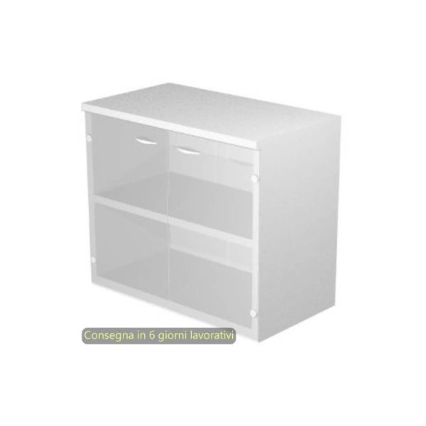 Mobile basso Presto 1 ripiano - ante in vetro satinato struttura bianco Artexport 80x44xH.72 cm - 530-67G