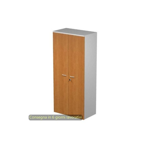 Mobile alto con serratura Presto 80x44xH.180 cm - struttura grigia Artexport ante noce chiaro