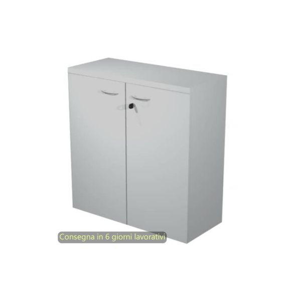 Mobile basso con ante in melaminico con serratura 80x35xH.72 cm Presto Artexport grigio - 030-67M/9