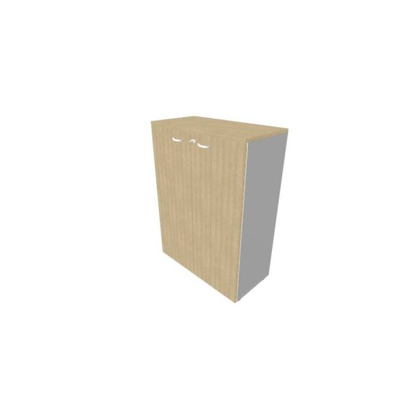 Armadio medio con ante battenti rovere scocca argento 90x45xH.123,2 cm linea Practika Quadrifoglio - ECEM90M-RK-AA-RK