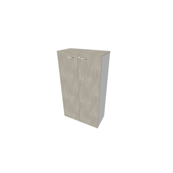 Armadio medio con ante battenti cemento scocca argento 90x45xH.160 cm linea Practika Quadrifoglio - ECEL90L-CL-AA-CL