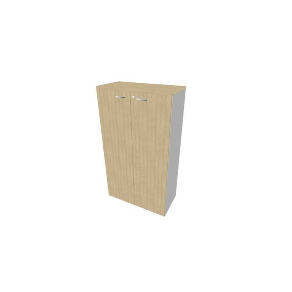Armadio medio con ante battenti rovere scocca argento 90x45xH.160 cm linea Practika Quadrifoglio - ECEL90L-RK-AA-RK