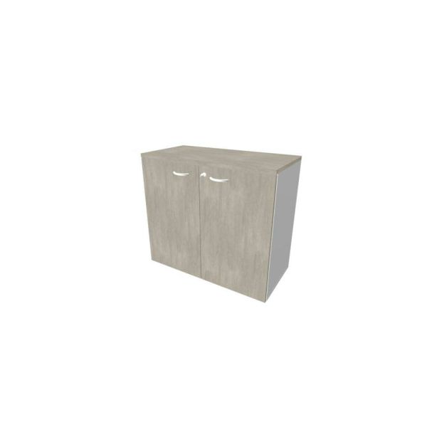 Armadio basso con ante battenti cemento scocca argento 90x45xH.81,5 cm linea Practika Quadrifoglio - ECEB90B-CL-AA-CL