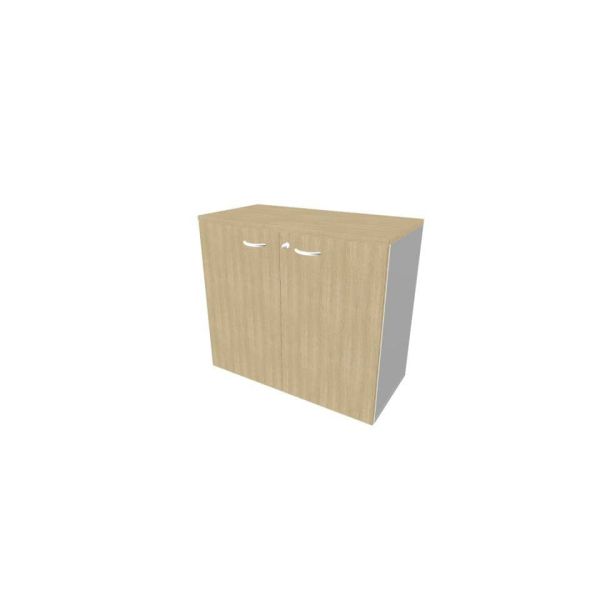 Armadio basso con ante battenti rovere scocca argento 90x45xH.81,5 cm linea Practika Quadrifoglio - ECEB90B-RK-AA-RK