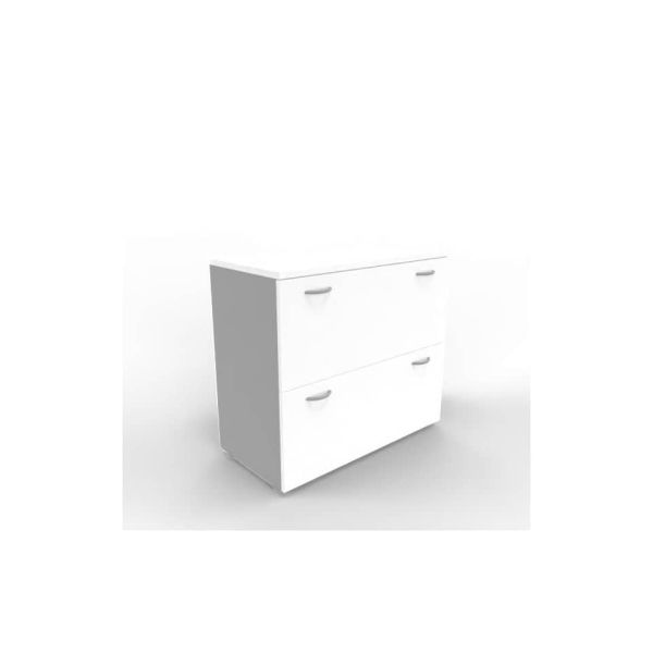 Armadio basso bianco con scocca argento 90x45xH.81,5 cm con due classificatori estraibili Practika - ECEB90C-BA-AA-BA