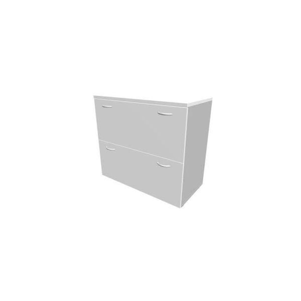 Armadio basso grigio con scocca argento 90x45xH.81,5 cm con due classificatori cm Quadrifoglio finitura grigio