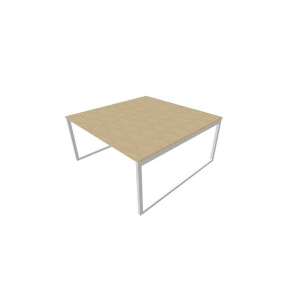 Bench piano rovere 160x160xH.75 cm gamba ad anello in acciaio argento linea Practika P2 Quadrifoglio - ECBEA16-RK-A