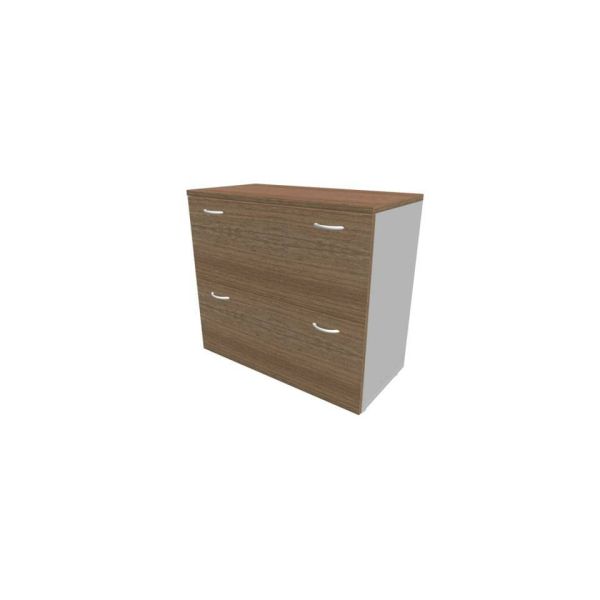 Armadio basso noce canaletto con scocca argento - 90x45xH.81,5 cm con due classificatori estraibili Practika