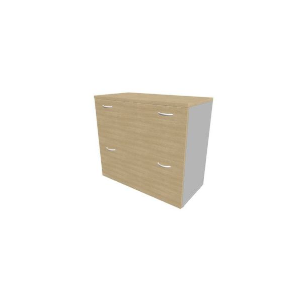 Armadio basso rovere con scocca argento 90x45xH.81,5 cm con due classificatori estraibili Practika - ECEB90C-RK-AA-RK