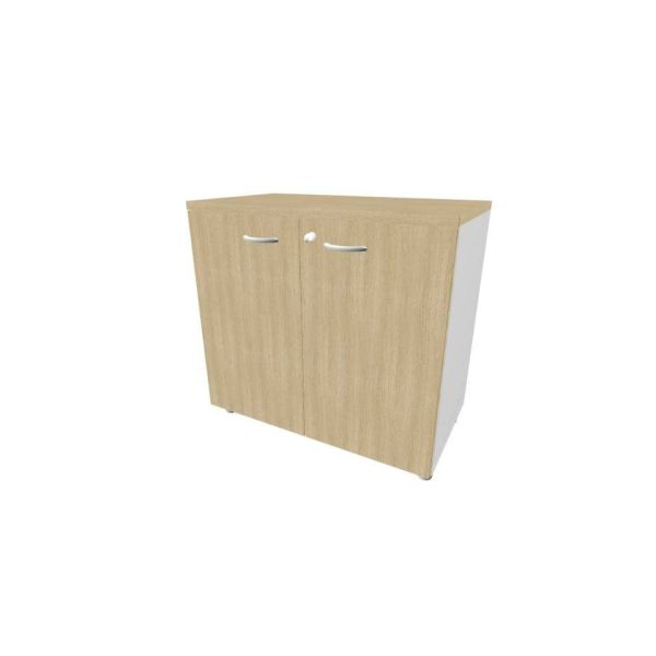 Armadio basso altezza scrivania ante rovere scocca argento 80x45xH.73 cm Practika Quadrifoglio - ECEB80B-RK-AA-RK