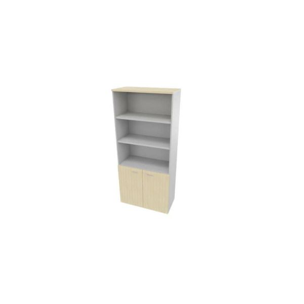 Armadio alto con ante basse rovere scocca argento 90x45xH.200 cm linea Practika Quadrifoglio - ECEB90S-RK-AA-RK