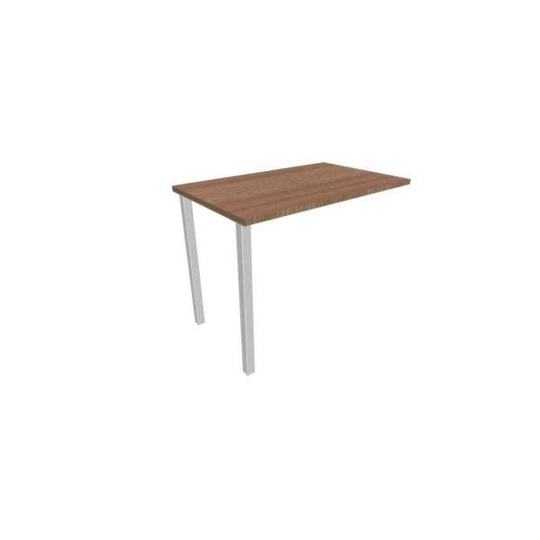Dattilo scrivania sospeso piano noce canaletto 100x60xH.75 cm gamba sezione quadrata in acciaio argento Practika