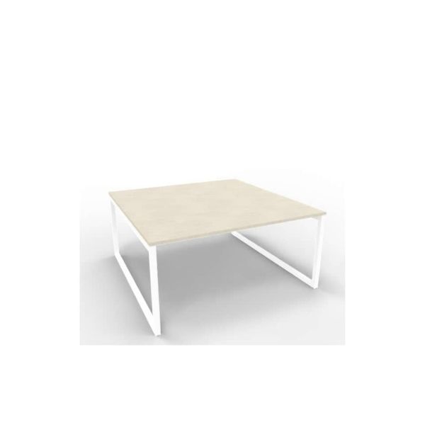 Bench piano cemento 160x160xH.75 cm gamba ad anello in acciaio bianco linea Practika P2 Quadrifoglio - ECBEA16-CL-I