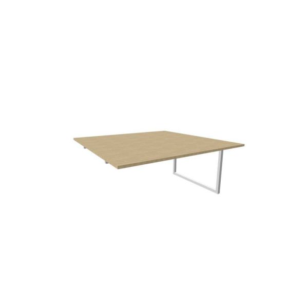 Postazione aggiuntiva bench piano rovere 160x160xH.75 cm gamba ad anello in acciaio argento Practika P2 ECBIA16-RK-A