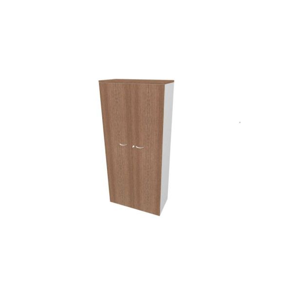 Armadio alto con ante battenti noce scocca argento 90x45xH.200 cm linea Practika Quadrifoglio - ECES90S-NO-AA-NO
