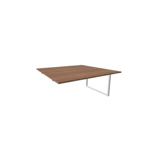 Postazione aggiuntiva bench piano noce 160x160xH.75 cm gamba ad anello in acciaio argento Practika P2 ECBIA16-NO-A
