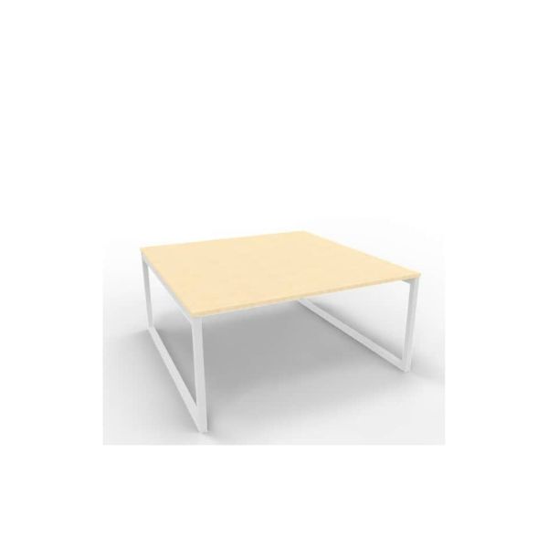 Bench piano rovere 160x160xH.75 cm gamba ad anello in acciaio bianco linea Practika P2 Quadrifoglio - ECBEA16-RK-I