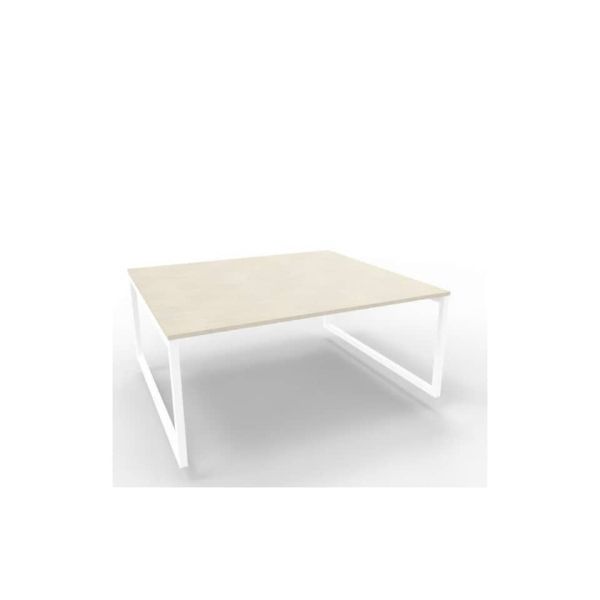 Bench piano cemento 180x160xH.75 cm gamba ad anello in acciaio bianco linea Practika P2 Quadrifoglio - ECBEA18-CL-I
