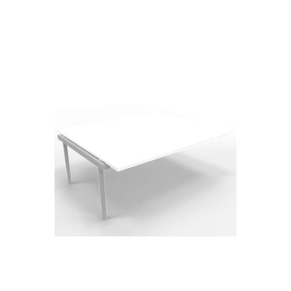 Postazione aggiuntiva bench piano bianco 180x160xH.75 cm gamba a ponte in acciaio argento Practika P3 - ECBIC18-BA-A