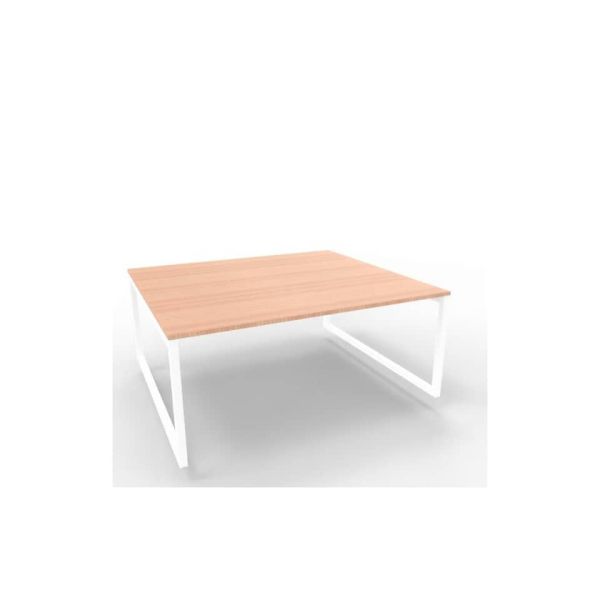 Bench piano noce canaletto 180x160xH.75 cm gamba ad anello in acciaio bianco linea Practika P2 - ECBEA18-NO-I