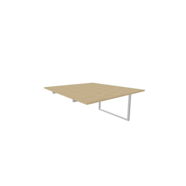 Postazione aggiuntiva bench piano rovere 140x160xH.75 cm gamba ad anello in acciaio argento Practika P2 ECBIA14-RK-A