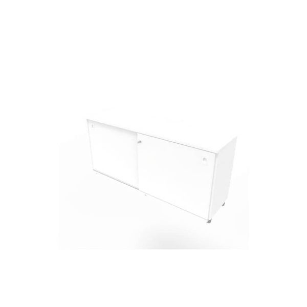 Armadio basso altezza scrivania ante scorrevoli bianche doppia larghezza 160x45xH.73 cm - ECEB16S-BA-BA