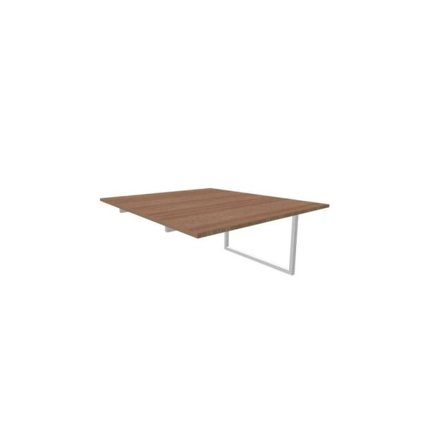 Postazione aggiuntiva bench piano noce 140x160xH.75 cm gamba ad anello in acciaio argento Practika P2 ECBIA14-NO-A