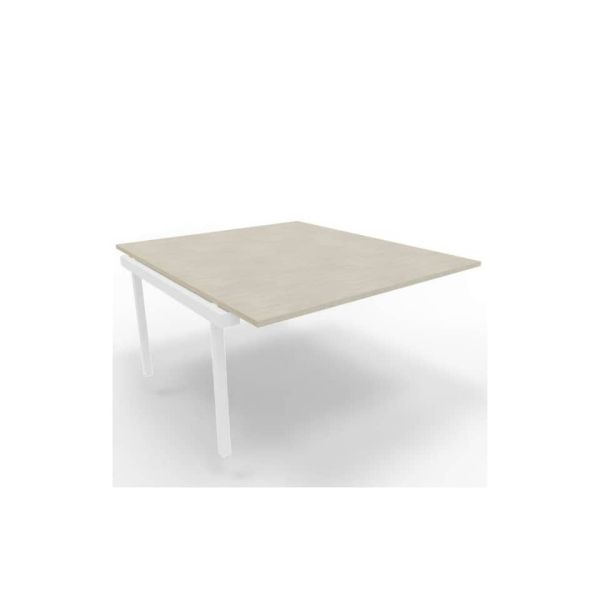 Postazione aggiuntiva bench cemento 140x160xH.75 cm gamba a ponte in acciaio bianco Practika P3 - ECBIC14-CL-I